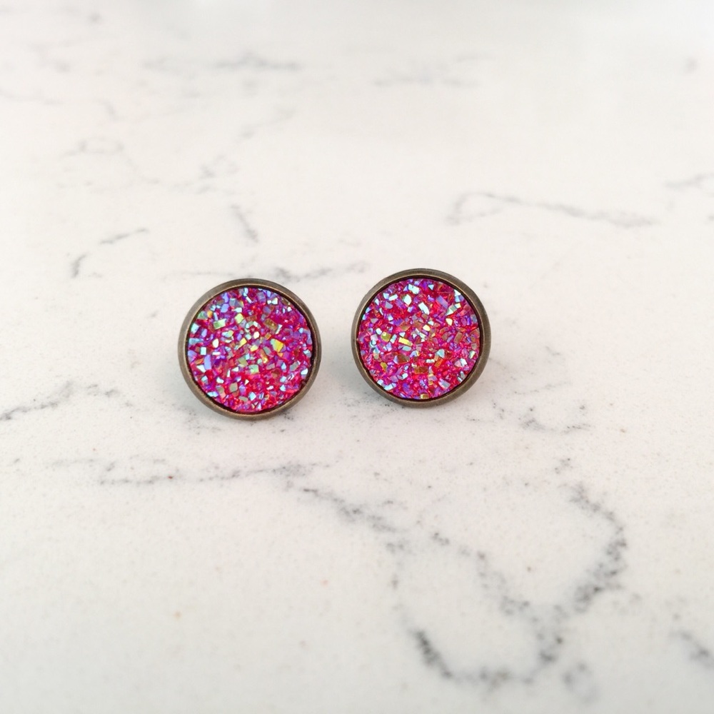 🔮Fiery Red Druzy Studs 3/$18